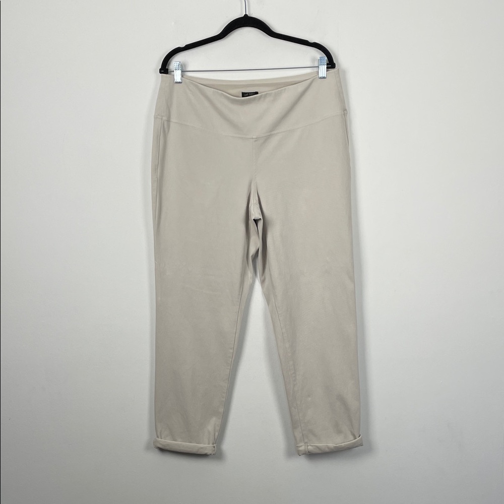 J Jill Wearever Collection Roll Ham Pullon Women's L Beige Taper Cropped Pants